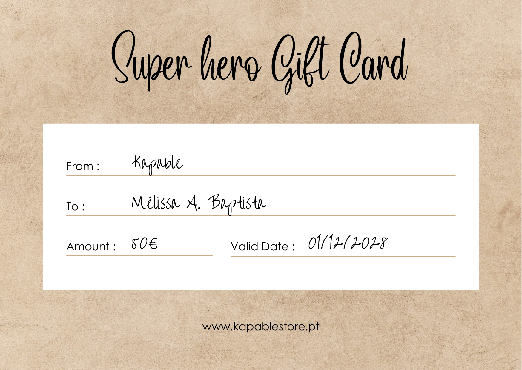 Superhero Gift Card